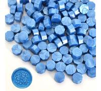 100pz Perline di Ceralacca, Perle di Sigillo di Cera Blu, Perline di Ceralacca Ottagonali, per Timbro Sigillo di Cera, Lettere, Buste, Biglietti per Inviti, Artigianato, Confezioni Regalo