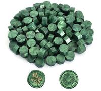 100pz Perline di Ceralacca, Perle di Sigillo di Cera Verde, Perline di Ceralacca Ottagonali, per Timbro Sigillo di Cera, Lettere, Buste, Biglietti per Inviti, Artigianato, Confezioni Regalo