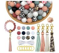 100Pz Perline In Silicone Per Fare Portachiavi Kit Di Perle In Gomma Da 15Mm