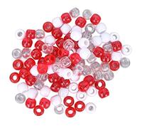 100Pz Perline Intrecciare Capelli, Anelli Tubo Plastica per Dreadlocks Accessori Styling Barba Donna Uomo Creazione Gioielli Bracciali DIY (rosso bianco trasparente)