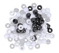 100Pz Perline Intrecciare Capelli, Anelli Tubo Plastica per Dreadlocks Accessori Styling Barba Donna Uomo Creazione Gioielli Bracciali DIY (bianco e nero trasparente)