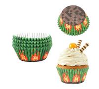 100pz Pirottini Cupcake Pixel, Versatile Pirottini Verdi Dolci Decorazione per Party a Tema Videogiochi per Feste di Compleanno & Baby Shower