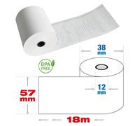 100pz - Rotoli termici 57mm x 18 m per pos e stampanti termiche f.12