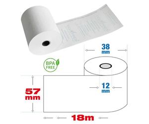 100pz - Rotoli termici 57mm x 18 m per pos e stampanti termiche f.12