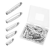 100pz Spille a Barra, 20mm/25mm/32mm/38mm/45mm Spille di Sicurezza per Artigianato Parte Posteriore Piatta Metallo Pin Backs per Creazione Gioielli Fai da Te Targhette con Nome Citazione