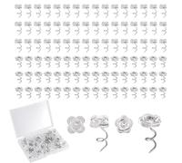 100pz Spilli per Gonne da Letto, 1,1cm a Torsione con Testa Trasparente Tappezzeria per Copriletti e Copriletti (Quadrifoglio, Rosa)