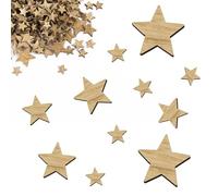 100pz Stelline Legno Piccole Natalizie, Stelle Legno Decorative Natale per Decorazioni Fai da Te Lavoratti Tavolo (Massiccio,4 Misure, 10mm/12mm/15mm/20mm)