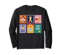 100th Day of School Teacher Rainbow 100 Days Smarter Maglia a Manica