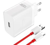 100W Caricabatterie con Cavo USB C 1M 8A per OnePlus 15 13 Nord 6 5 4 3 CE4 | Ricarica Rapida per Super-Vooc, Caricabatterie per Realme 16 Pro P4 P3 C71 C75, per OPPO Find X9 Ultra Reno 15 Pro A7 A6 A5