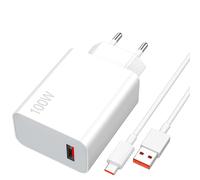 100W Caricatore con 6A Cavo USB C 1M per POCO F8 Ultra M8 F8 F7 F6 X7 Pro per Redmi Note 15 Pro+ per Xiaomi 17 Pro Max Caricabatterie rapido Adattatore con Cavo USB Type-C per Xiaomi 15Pro 14 13 Ultra