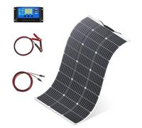 100W Flessibile Pannello Solare Kit Monocristallino carica Solare con controller 10A, uscita USB per caricare batterie 12V 24V(GEL AGM) per camper, roulotte, barche, tetti