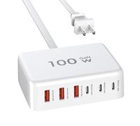 100W GaN USB C Charger Block-6 Port PD USB C e USB A Adattatore Caricatore da Parete Spina Cube, Super Veloce Tipo C Stazione di Ricarica Hub 1,5 m Cavo di Prolunga per iPhone 15 14 13 12 Pro Max iPad