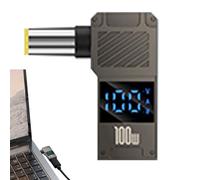 100W PD Type-C to DC Charging Adapter - Zinc Alloy Converter Tip | to DC Barrel Jack Interface with Digital Display, Fast Power Supply for Laptops, Routers, Battery Packs, and More