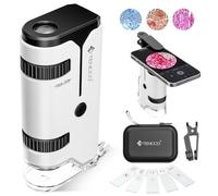 100x-250x Mini Microscopio Tascabile per Bambini Adulti, Adattatore Telefono, Portatile Miniscopio per Bambini Adulti Laboratorio Didattico, Bianco