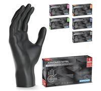 ARNOMED guanti nitrile neri, guanti in nitrile S, 100 pezzi/scatola, guanti neri monouso senza polvere e lattice, guanti neri nitrile para cucina, guanti monouso nitrile taglie XS, S, M, L, XL, XXL