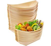 100X Ciotole Barchette piroghe FINGER FOOD in legno di pino 30.5X13.5cm 1E4T