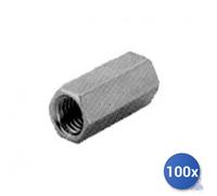 100x Dado Lungo Zincato Per Barre Filettate Din 6334 E-100 M 6 10X30