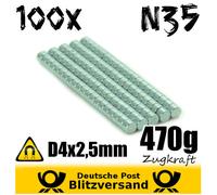 100x Disco Magnetico Neodimio D4x2, 5mm Zincato Piccolo Magnete da Esperimento