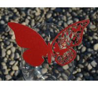 100x farfalle Segnaposto Segnabicchiere BORGOGNA PERLATA matrimonio LASER