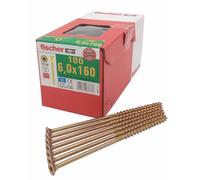 100x Fischer Viti Truciolari 6,0x160 Potenza Fast Tx Svasata Filettatura Parte