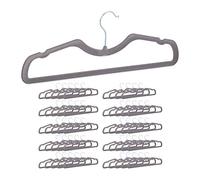 100x Grucce Appendiabiti, Rivestimento in Velluto, Appendini Antiscivolo, con Tacche Laterali, Grigio