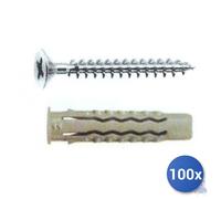 100x Maurer Tassello Nylon + collarino Con Vite Tsp Pozi E-100 Mxv 10 Mm 10X50