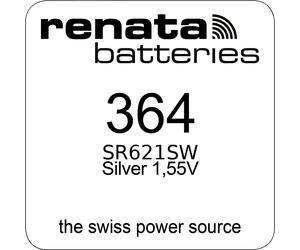 100x Renata Watch 364 batteria orologio SR621SW 0% Mercury 1,55 V Battery 1 e...