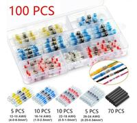 100X Saldare Manica Termorestringenti Butt Filo Giunzione Terminale Connettore