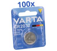 100X VARTA CR 2032 CR2032 Batteria A Pulsante Litio 3V 100 Pezzi Blister Singolo