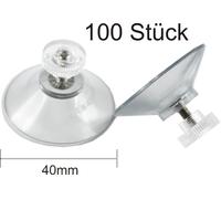 100x Ventosa Ø 40mm Con M4 Filetto V2A, Ventose, Con Dado Zigrinato Chiaro