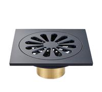 100X100MM Quadrato Ottone Scarico a Pavimento Nera Deodorante Doccia con Colino