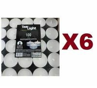 100x6 CANDELE CANDELINE TEALIGHT LUMINI INODORE TONDE CERA BIANCHE TEA LIGHT