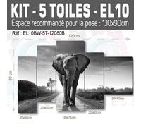 100x60cm- Kit 5 Dipinti Stampa Quadro Decorazione - Elefante EL10BW-5T10060A
