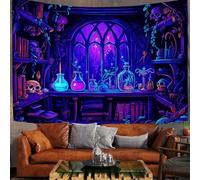 100X75Cm Arazzo Halloween Arazzo Da Parete Alchimia Delle Streghe Telo Da Parete Paesaggio Psichedelico, Deep Purple Arte Muraria Arazzi Per Soggiorno Camera Da Letto Dormitorio Decorazione