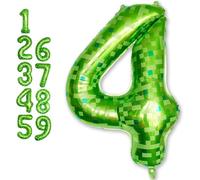 101 CM Palloncino Numero 4 Pixel Palloncini Compleanno 4 Anni Verdi Palloncino Numero 4 Grande per Decorazioni di Compleanno, Festa a Tema Videogioco