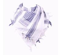 101 INC Kefiah Shemag palestinese 100% cotone 100 x 100 cm vari colori (Bianco - Blu)