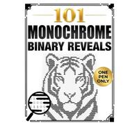 101 Monochrome Binary Reveals: One Pen Color by Number Puzzle Book for Adults with Hidden Black-and-White Images