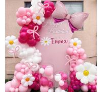 101 pezzi Kit arco di palloncini con fiocco, include palloncini pesca, rosa, bianchi, fiocchi, fiori di margherita, adatto per festa di nascità, rivelazione del sesso, arco di palloncini da principess