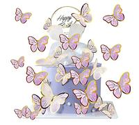 101 Pezzi Topper Farfalle Decorative Torta Cake Topper Farfalla Decorazione Farfalla Cake Topper Decorazione Kit Farfalle Decorative Happy Birthday Decorazioni Per Compleanni, Feste Cake Decoration