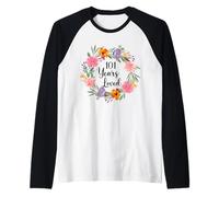 101 Years Loved 101th Birthday Floral 101 Year Old Men Women Maglia con Maniche Raglan