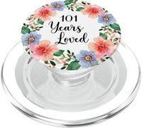 101 Years Loved 101th Birthday Floral 101 Years Loved Women PopSockets PopGrip per MagSafe