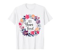 101 Years Loved Floral 101th Birthday Men Women Anniversary Maglietta