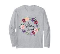 101 Years Loved Floral 101th Birthday Women 101 Years Loved Maglia a Manica