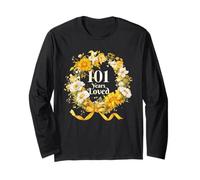 101 Years Loved - Nastro Floreale con Girasole da Donna per 101° Compleanno Maglia a Manica