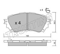 1010.0 TRUSTING Kit pastiglie freno, Freno a disco per MAZDA