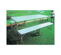 Set Birreria Pieghevole Esterno Tavolo e 2 Panche in HDPE e Acciaio cm183x76x74h