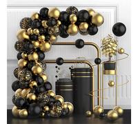 102 pezzi Ghirlanda di palloncini con dettagli metallici Tagli Unica,116 pezzi di nero, oro e bianco,126 pezzi di oro nero e argentocolla di latice