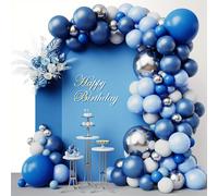 102 pezzi Kit per arco di palloncini blu reale, blu navy e bianchi metallizzati, di varie dimensioni, adatto per feste di laurea, ragazzi, ragazze, bambini, festa di nascità, gender reveal, matrimoni,
