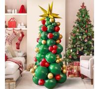 102 Pezzi Palloncini Natalizi, Palloncini di Natale, Albero di Natale di Palloncini Verdi Rossi Oro, Palloncini in Lattice Palloncini Natale Alluminio, Palloncini per Decorazioni Natalizie Feste (A)