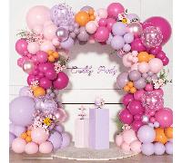 102 pezzi Set di arco e ghirlanda di palloncini rosa e viola, palloncini in lattice multicolore da 102 cm in pesca, lavanda, arancione, fucsia per doccia per bambino, bambina, bambini, neonato, decora